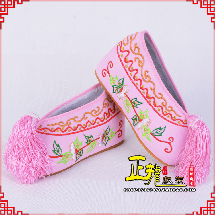 晋安花旦鞋女绣花彩鞋 舒适款草花内高彩鞋